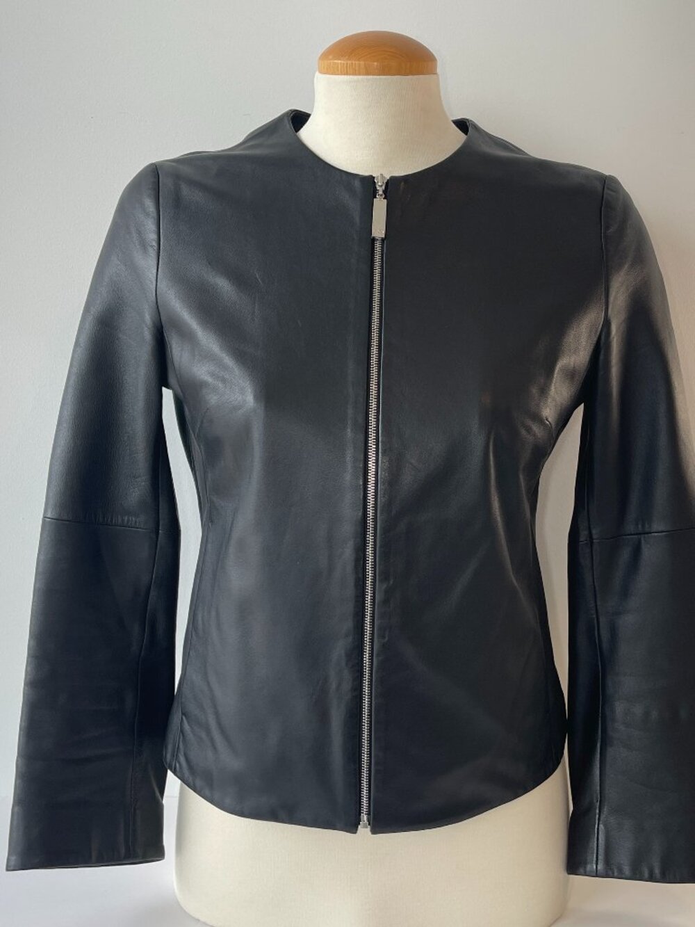 ESCADA Black Leather Zipper Front Jacket Size 34 - Lamb Skin / Germany Made